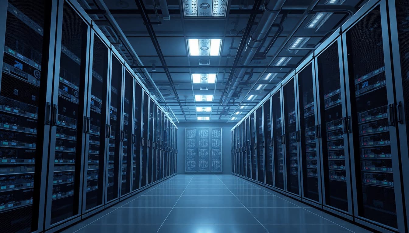 Visualize advanced adult web hosting infrastructure in a sleek server room setup.