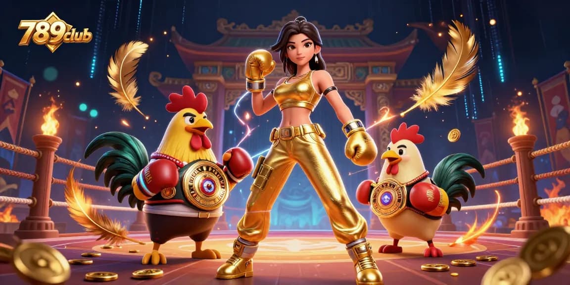 Engage in thrilling gameplay at 789club with exciting characters, golden coins, and a vibrant fighting arena.