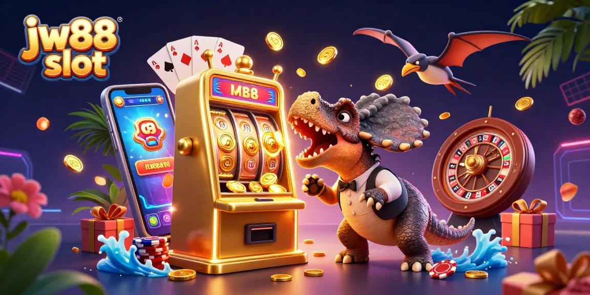 Catch jackpot coins with jw88 slot as a pachycephalosaurus headbutts the machine.