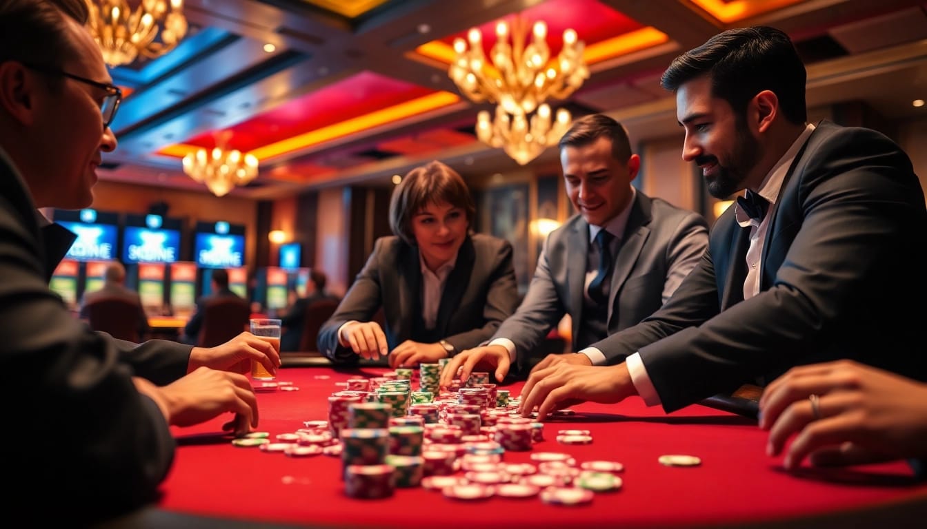 Gewinner am Tisch genießen casino bonus ohne einzahlung neu in einem lebhaften Kasino-Setting.