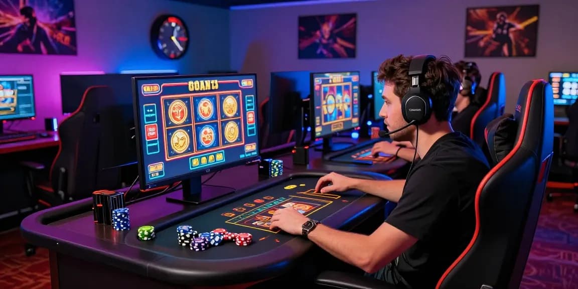 Engaging gamer at 79club enjoying live casino games in a modern setup
