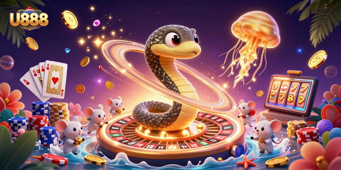 Experience U888's thrilling betting excitement with Saturn-themed casino elements in dynamic cosmic illustration