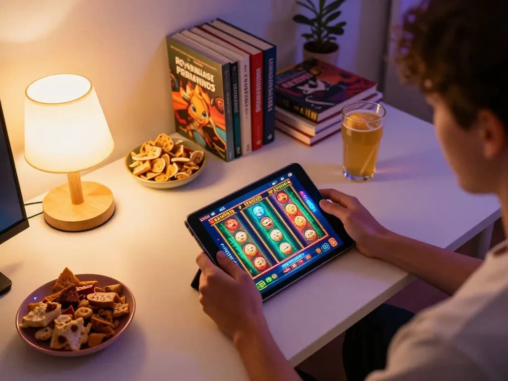 Engaging gameplay on 399w platform in a cozy home environment with vibrant slot game graphics
