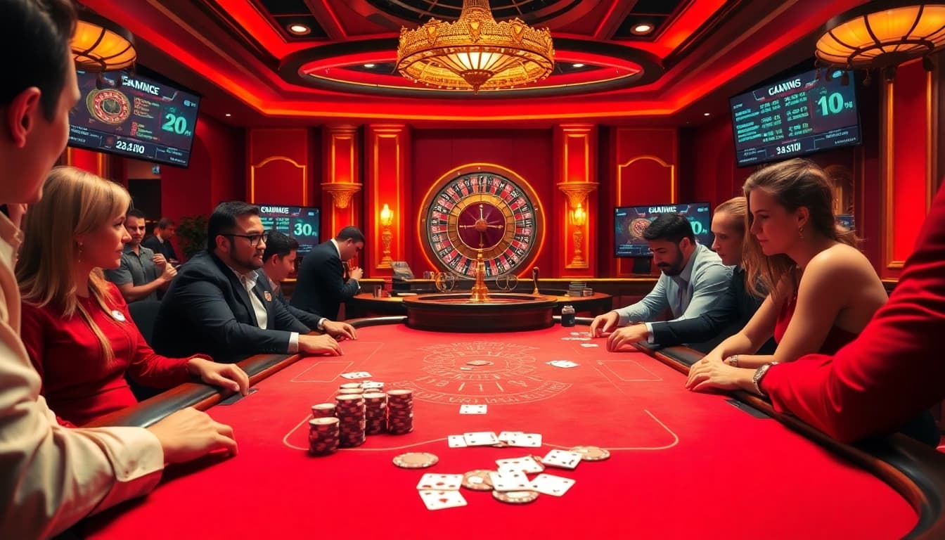 Experience gambling thrills at https://rikvip11.info/ with a high-stakes poker table showcasing vibrant cards and chips.