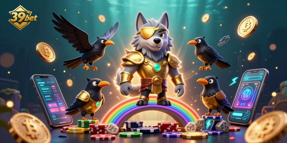 Spin the reels and experience excitement at 39bet with a vibrant casino-themed illustration.