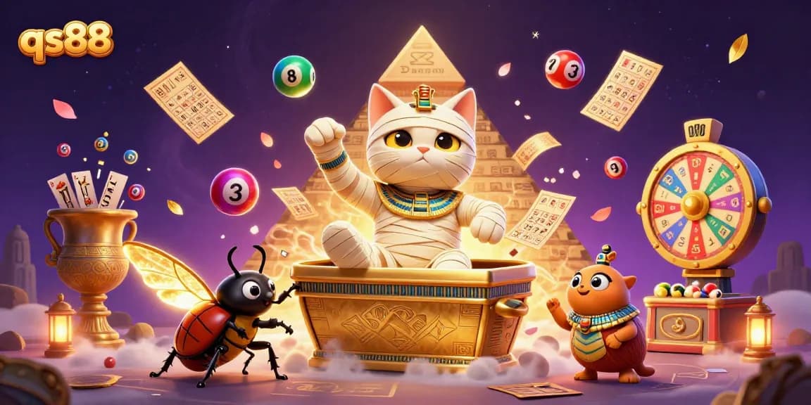 Experience dynamic gameplay with qs88 in a vibrant, illustrated casino scene brimming with excitement.