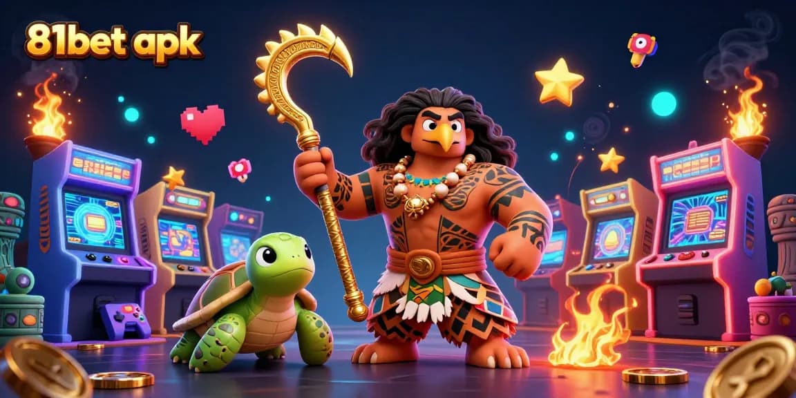 Experience thrilling wins with the 81bet apk in this vibrant 3D casino scene.