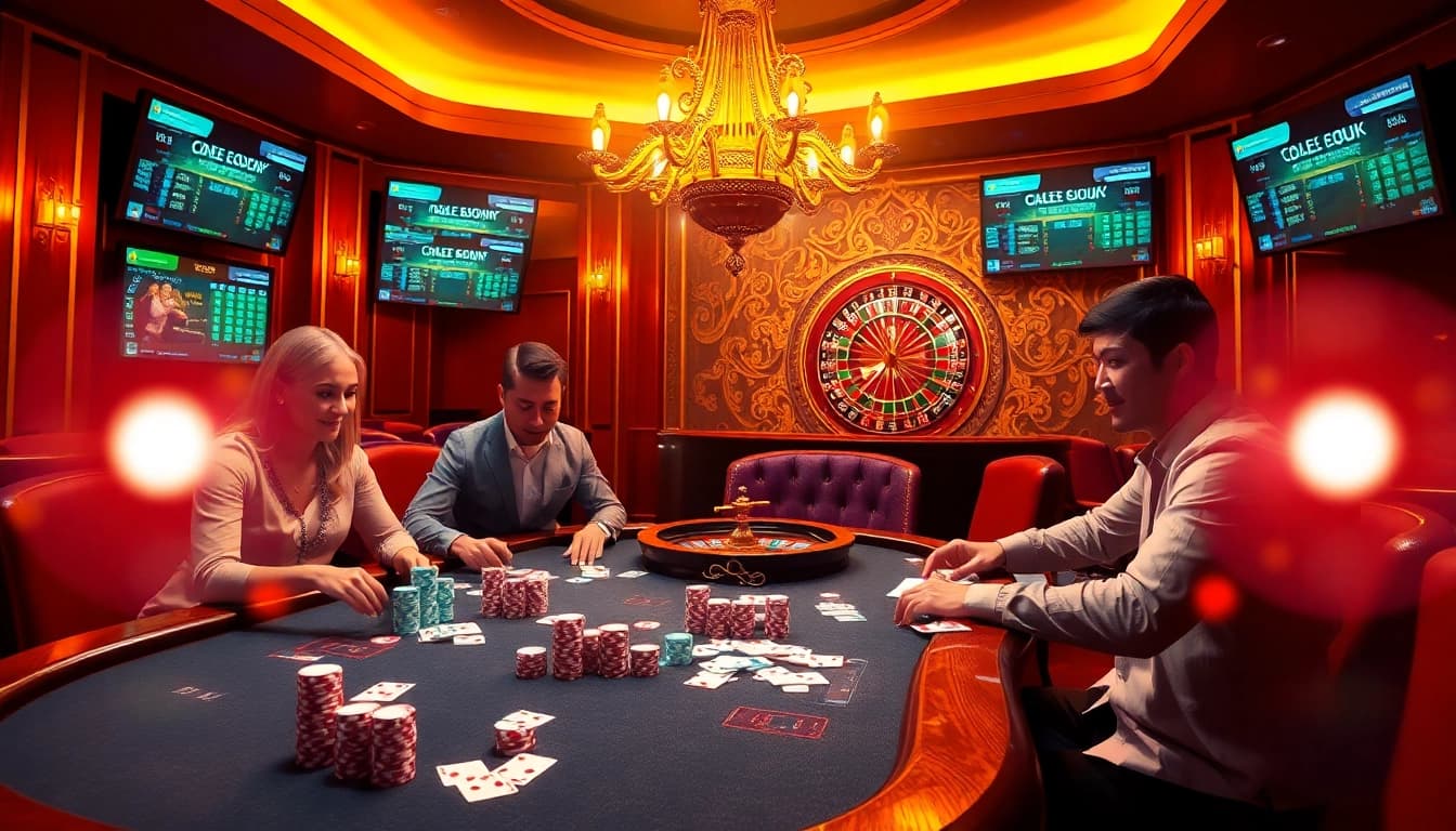Engage in high-stakes poker at 399w's luxurious casino, showcasing vibrant colors and thrilling ambiance.