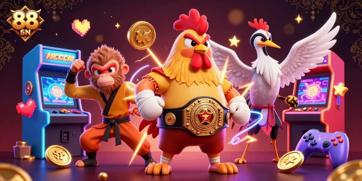 Engage in thrilling gameplay at 88 SN with vibrant casino characters set against an electrifying backdrop.