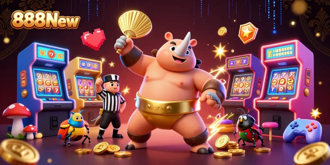 Join the excitement with 888New as a rhinoceros beetle sumo champion stomps and sends golden coins flying in the thrilling casino!