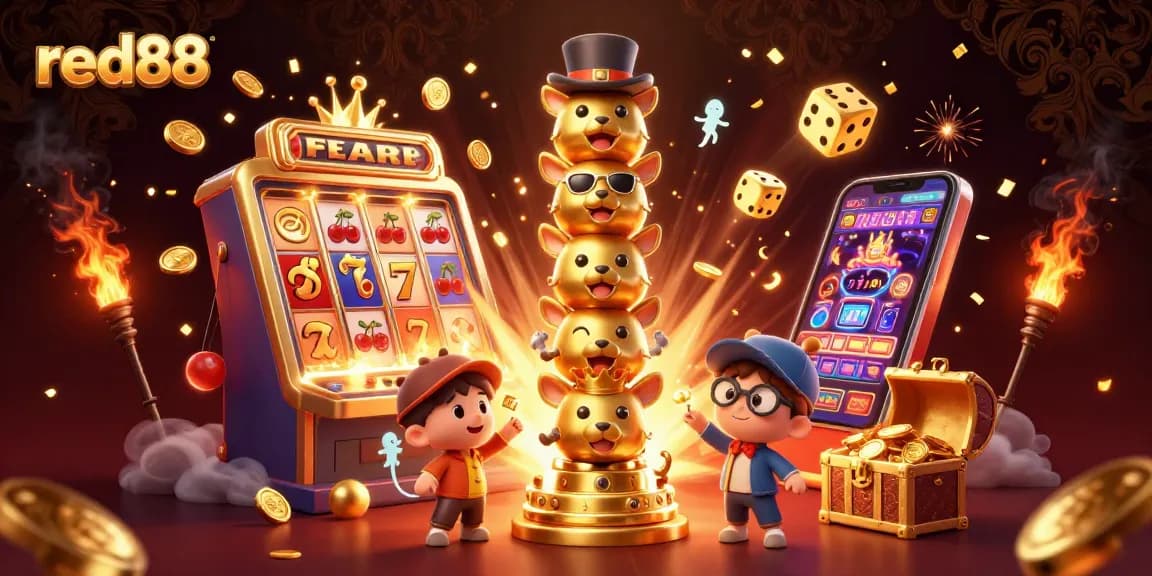 Experience thrilling moments at red88 with a vibrant casino scene full of jackpots and excitement!