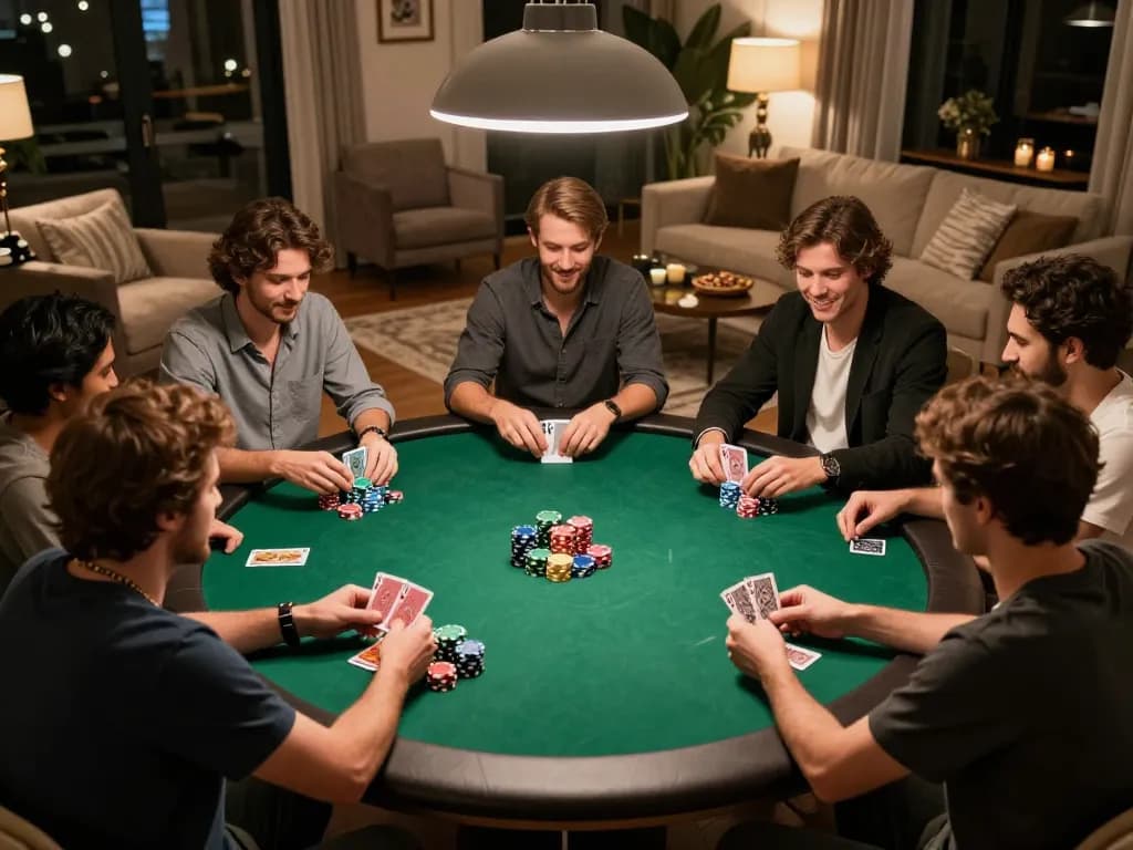 Players enjoying an engaging poker night at home with 789BET atmosphere.