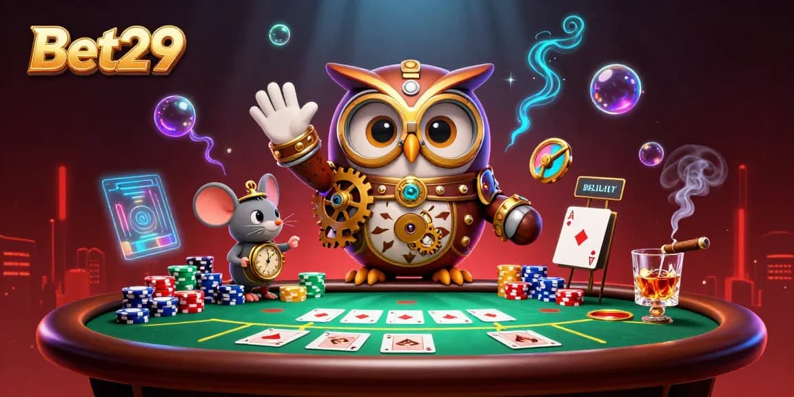 Experience the excitement of Bet29 with our vibrant virtual casino scene packed with gaming action.