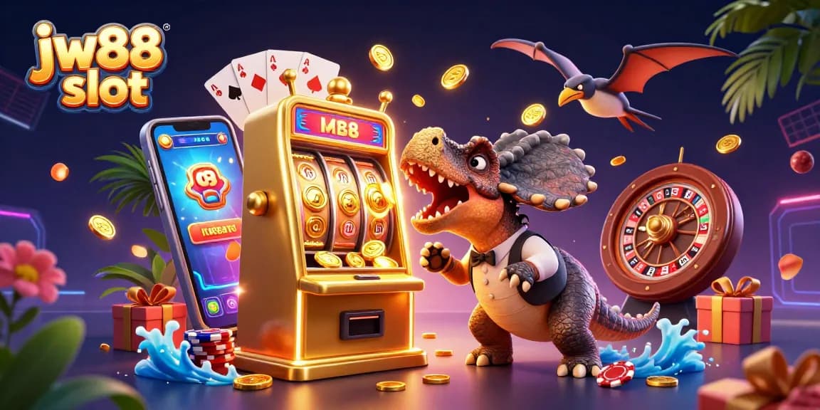 Catch jackpot coins with jw88 slot as a pachycephalosaurus headbutts the machine.