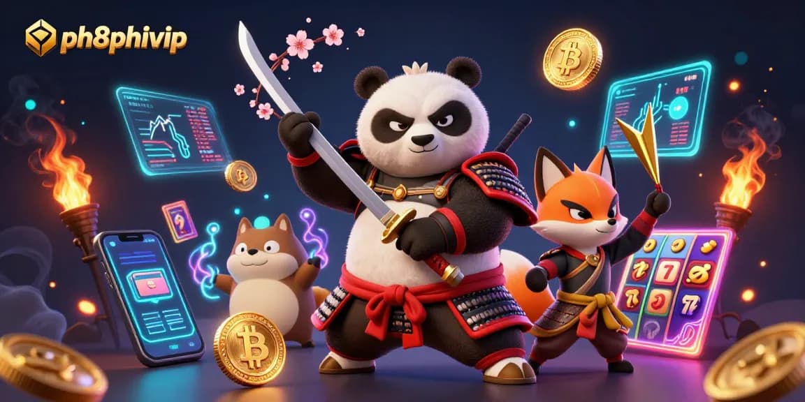 Experience thrilling gaming at ph8phivip with samurai, ninja, and magical elements in this vibrant 3D casino scene.
