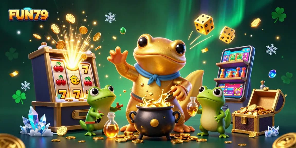 Experience exciting gaming wins with FUN79, featuring thrilling slot machines and lively casino characters.