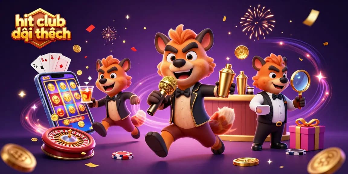 Experience the joy at hit club đổi thưởng with dynamic casino entertainment featuring lively hyenas.
