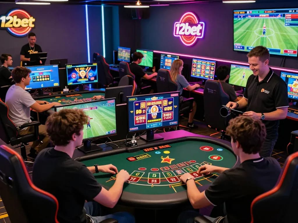 Exciting online gaming at 12bet Brasil, showcasing vibrant casino games, slots, and live betting experiences in a dynamic environment.
