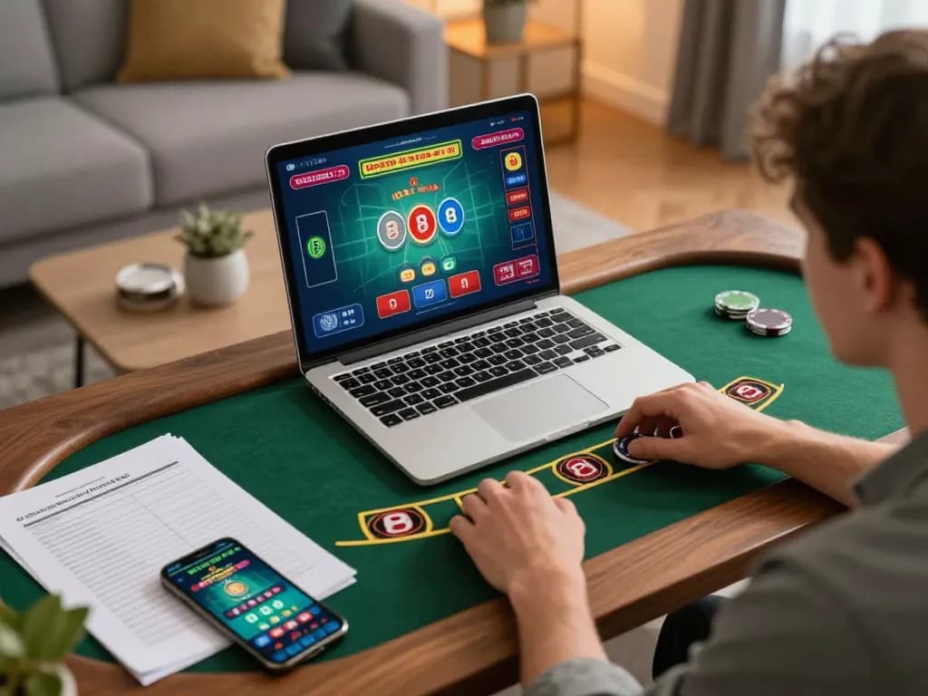 Engaged player interacting with 789win 37 online blackjack game on a laptop.