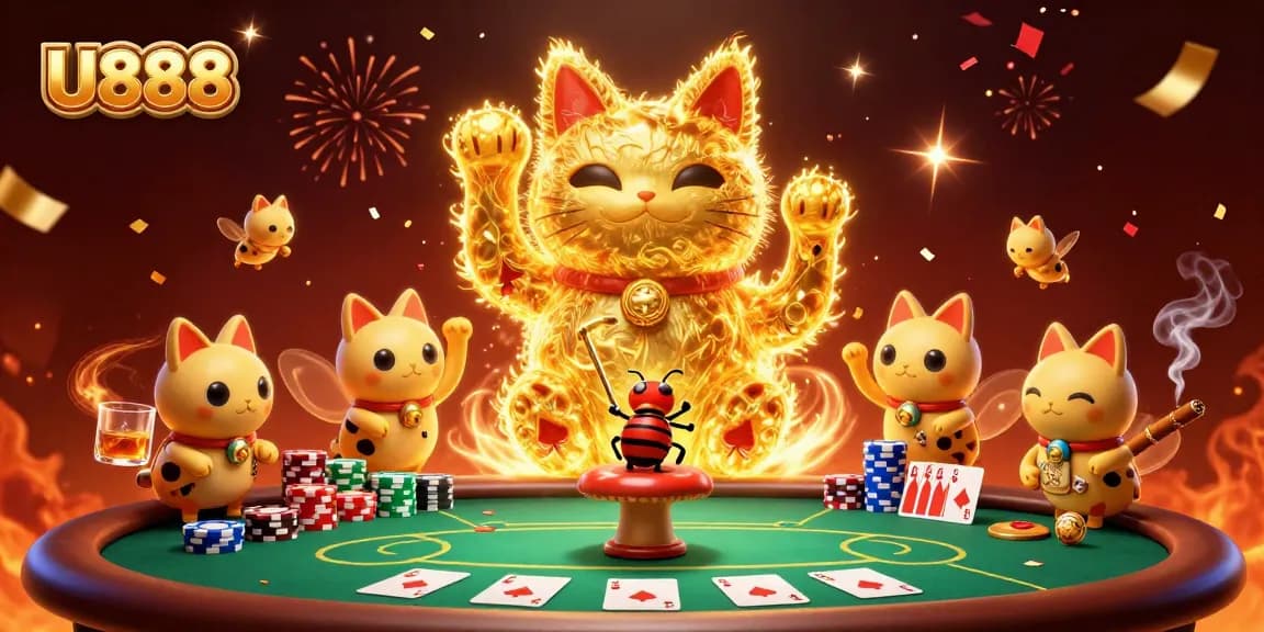 Experience thrilling poker action with U888's vibrant casino scene and dynamic elements.