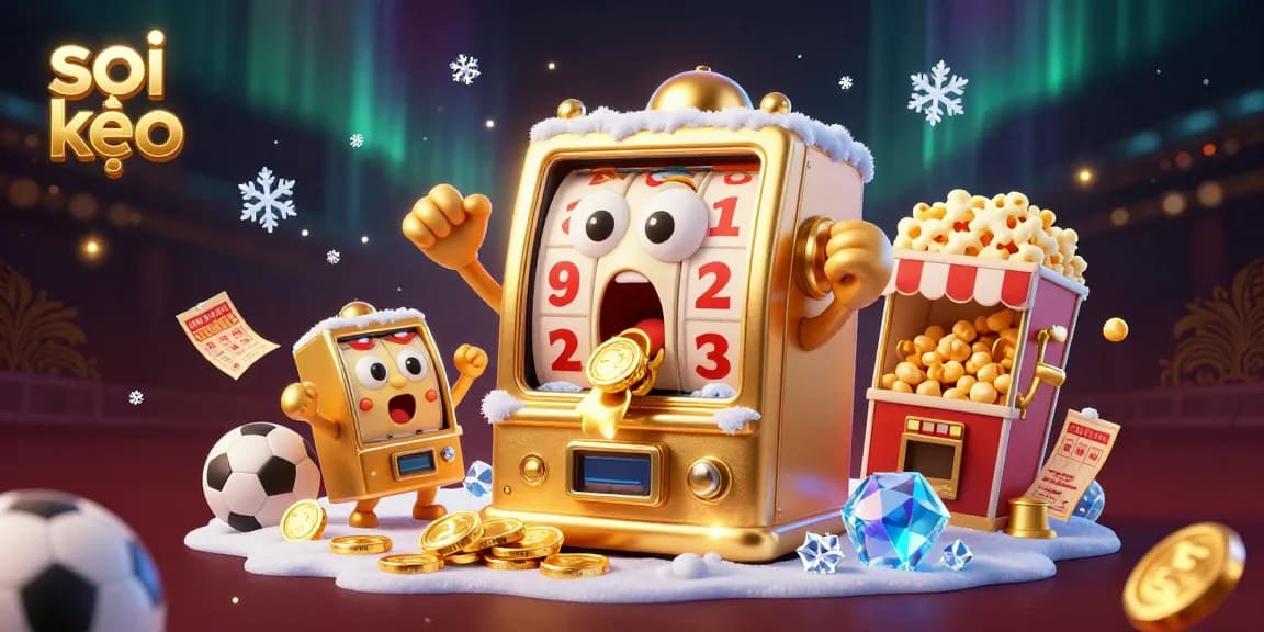 Betting on soi kèo with excitement as animated slot machines celebrate a jackpot victory.