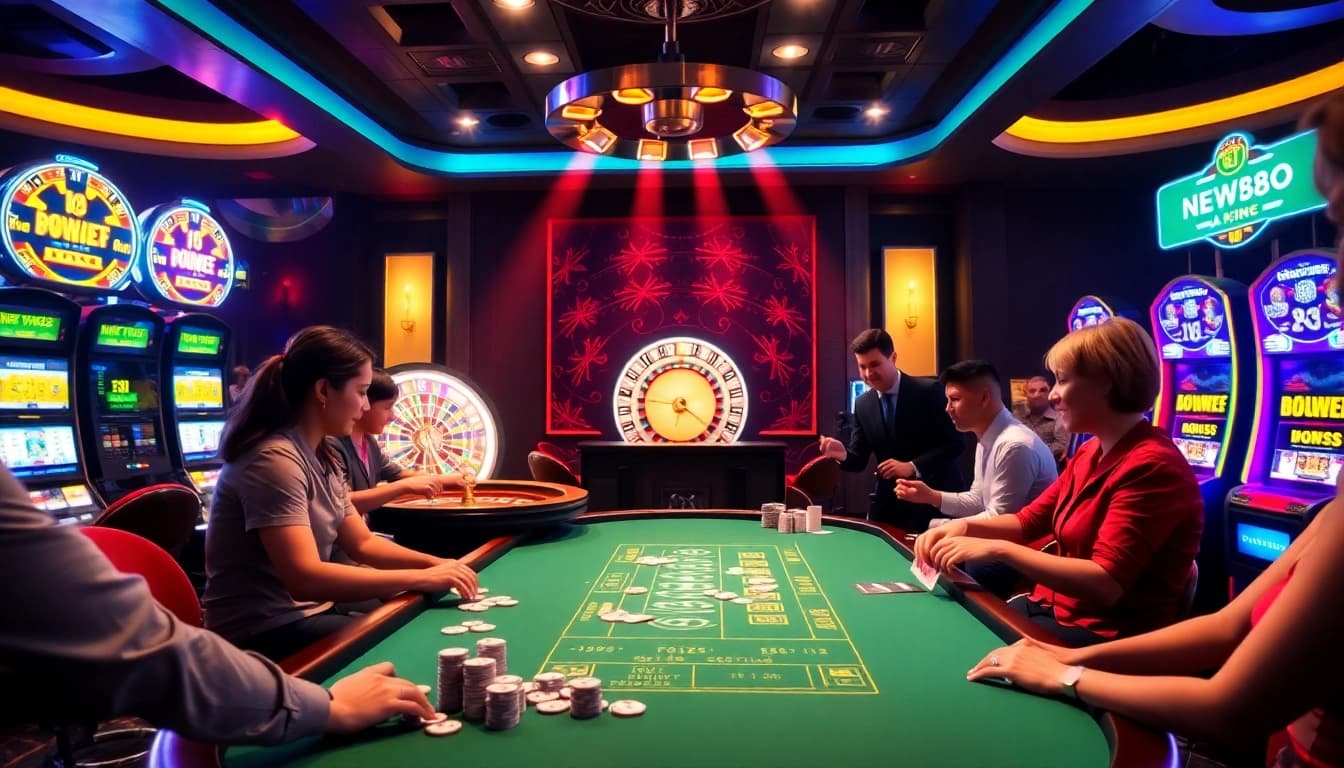 Exciting casino gambling experience showcasing www.new88seotop.com with vibrant gaming tables and slot machines.