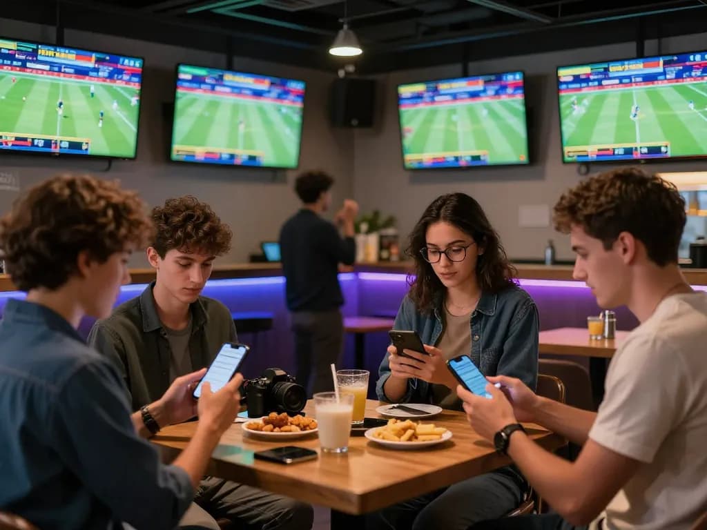Sports enthusiasts engaging in live betting strategies at XX88's modern lounge filled with screens.