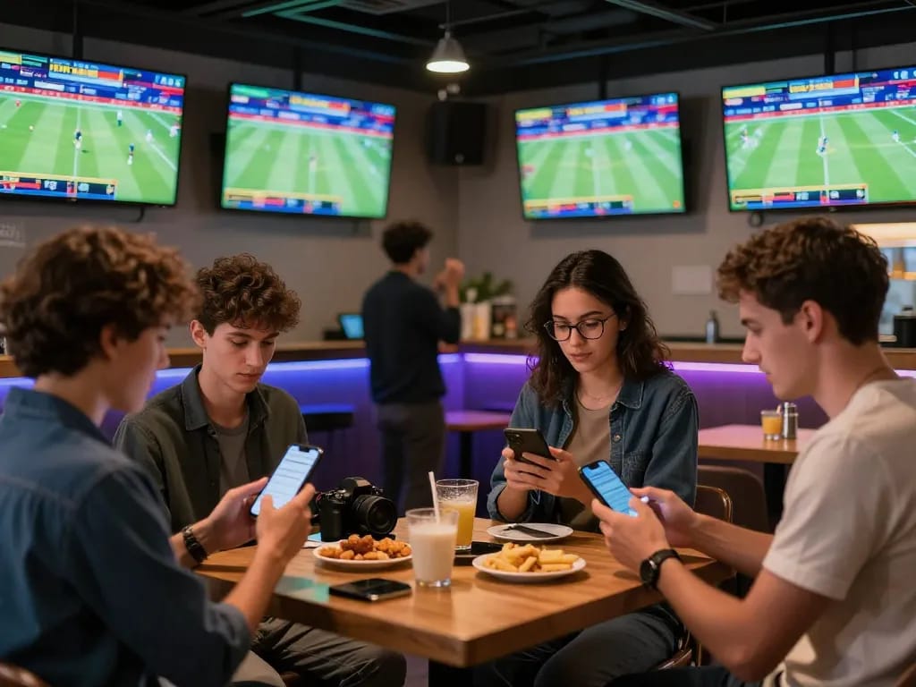 Sports enthusiasts engaging in live betting strategies at XX88's modern lounge filled with screens.
