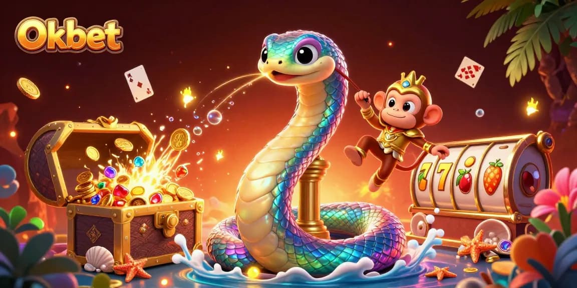Experience the excitement of Oxbet with vibrant 3D illustration featuring a rainbow serpent and jackpot slot elements.