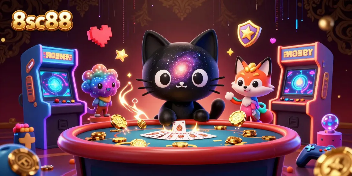 Experience thrilling gameplay with 8sc88's cosmic casino featuring cartoon characters and vibrant gaming elements.