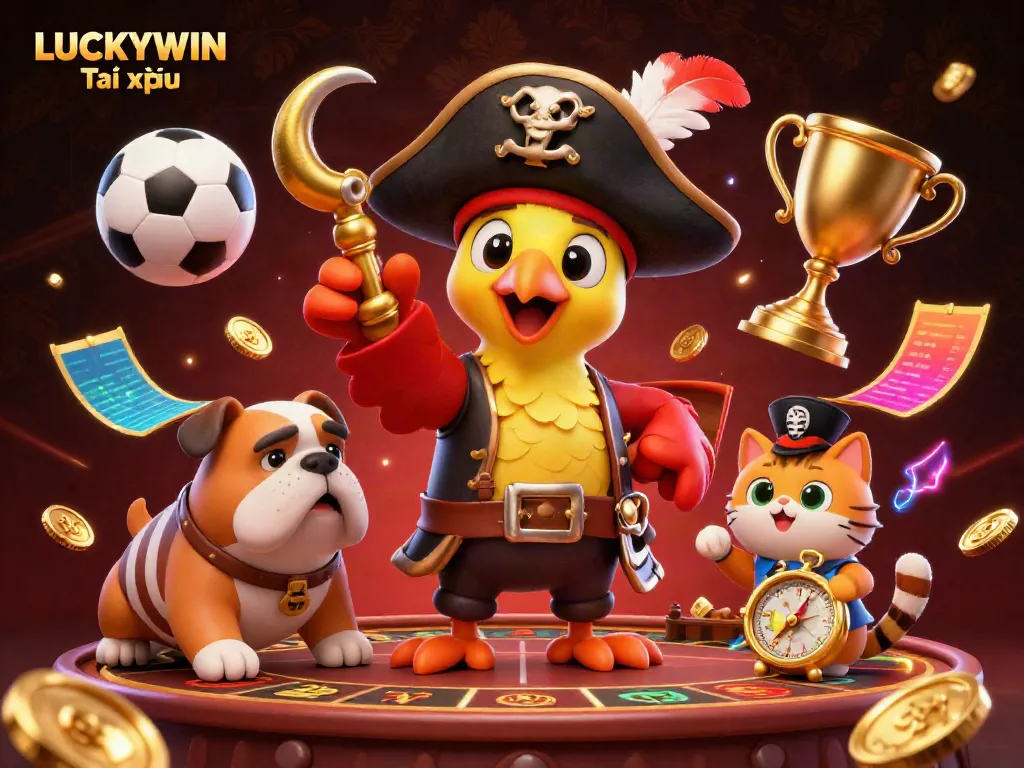 Experience thrilling LUCKYWIN Tài xỉu action with vibrant characters and dynamic gaming elements.