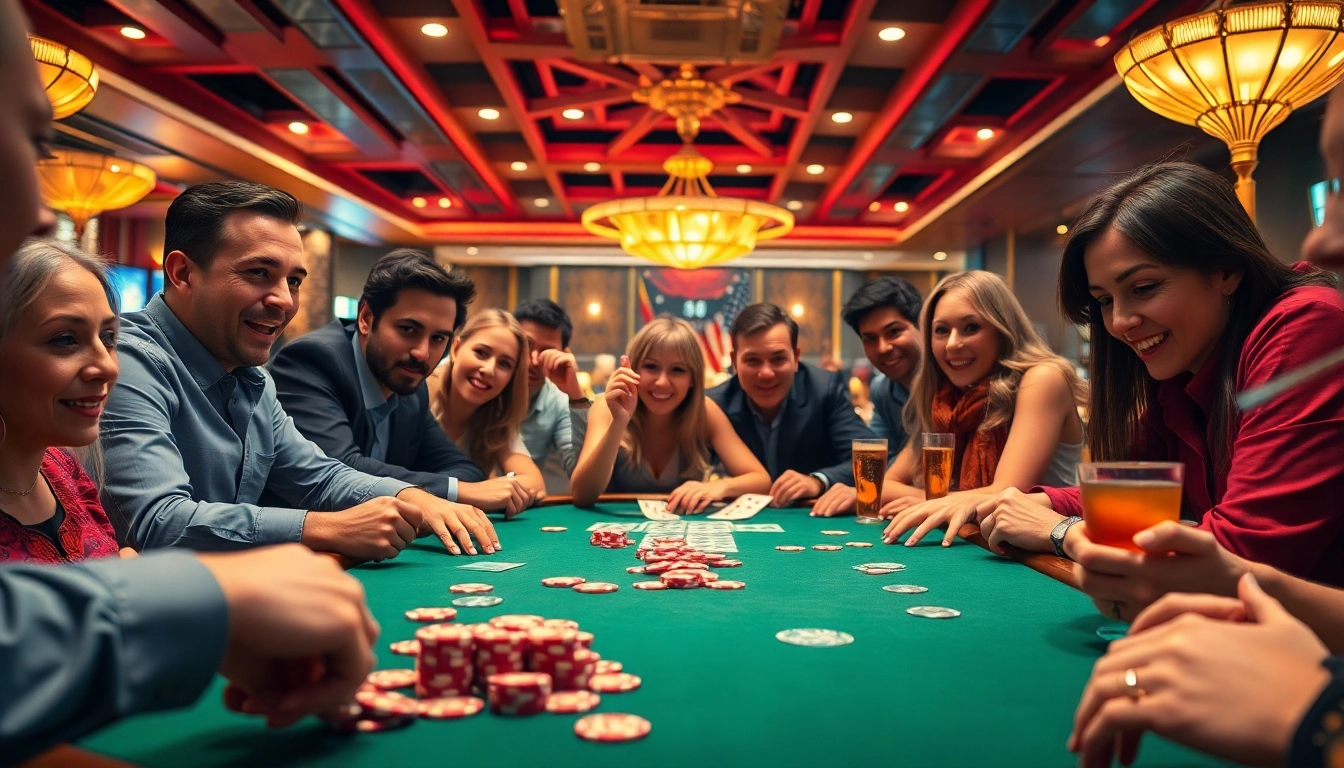 Menampilkan aksi di: https://abrakamakra.cz/jak-vyrobit-hackovanou-meduzu/ yang menggambarkan permainan poker meja di kasino.