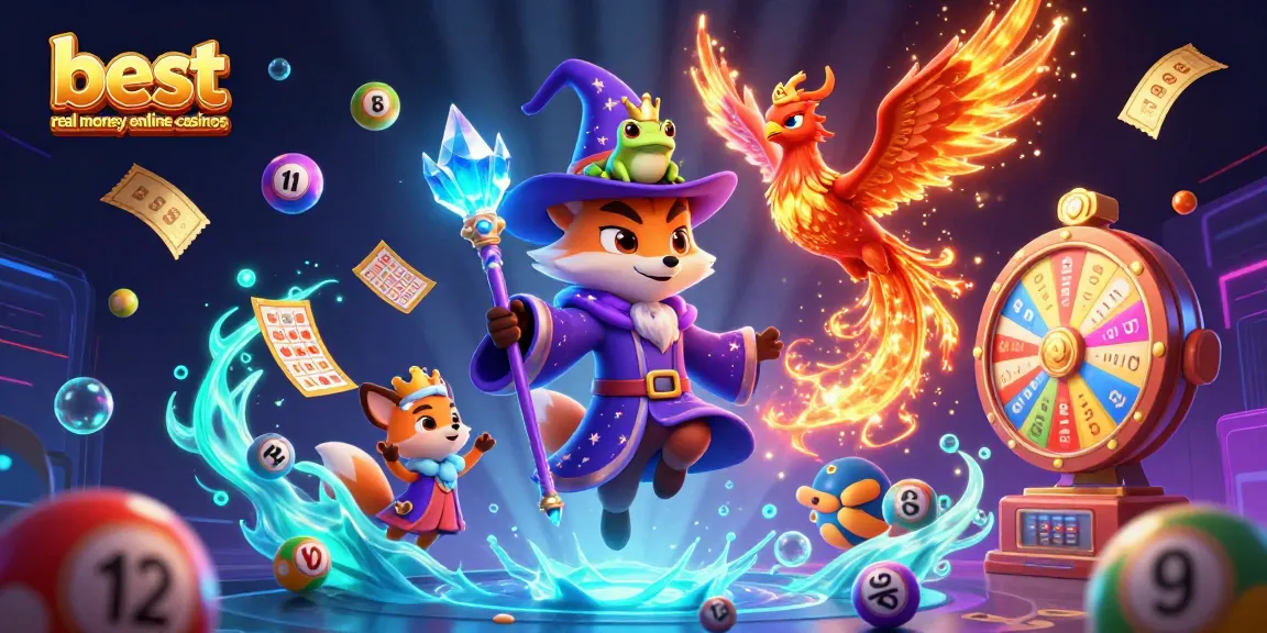 Experience the magic of best real money online casinos with vibrant gaming elements and fantasy characters.