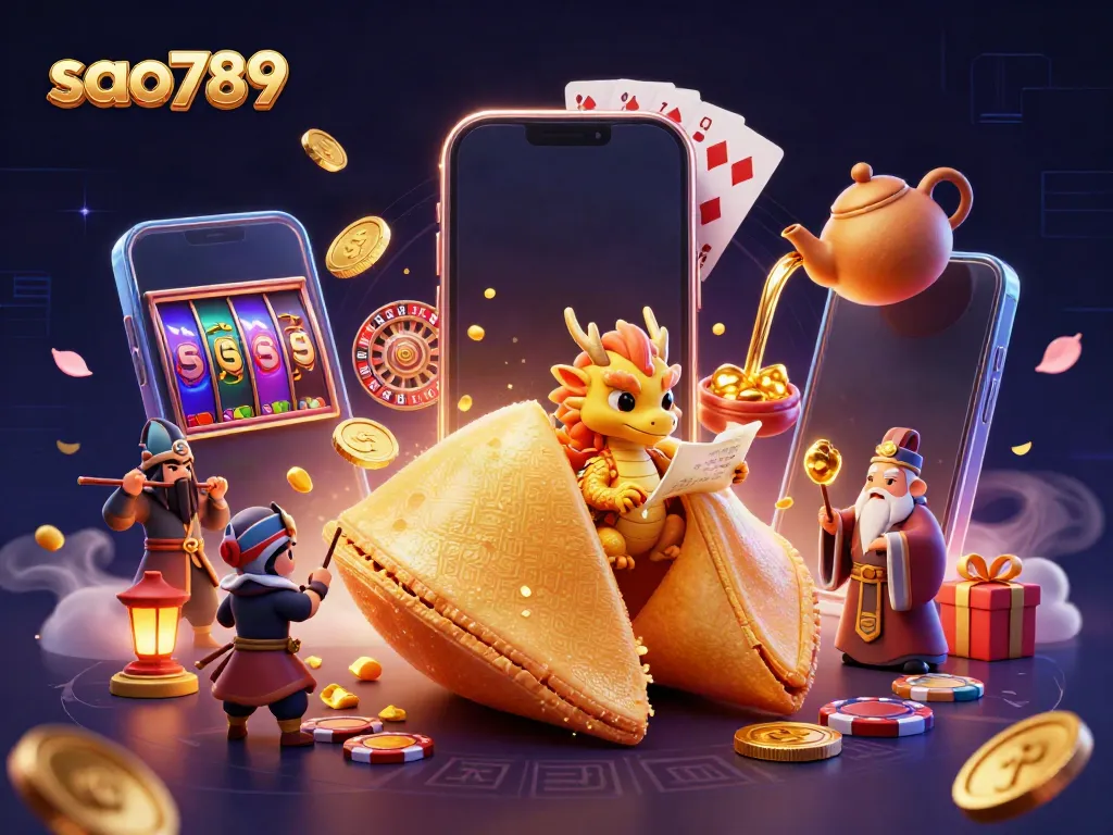 Experience exciting wins with sao789 in a vibrant 3D casino illustration showcasing fortune and fun.
