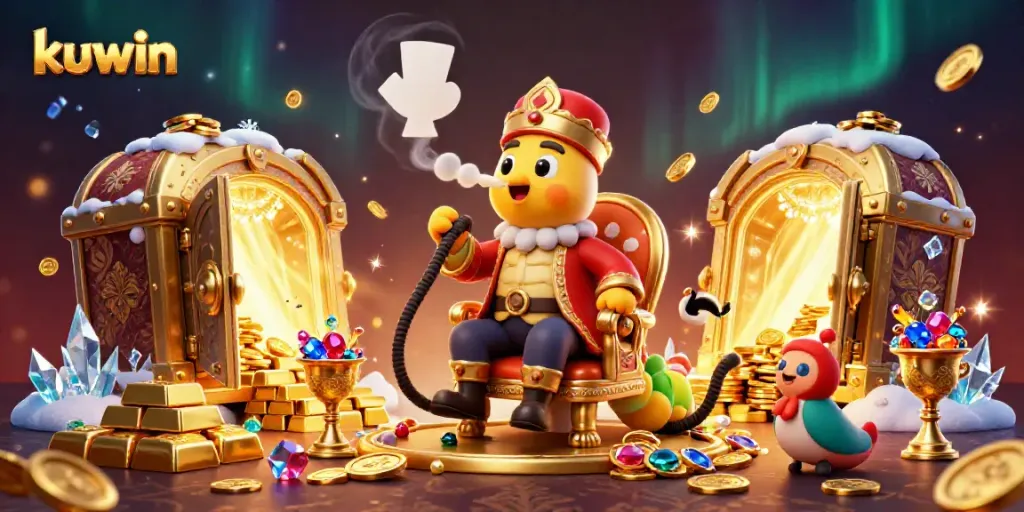 Play and win with kuwin's vibrant casino atmosphere in an enchanted illustration.