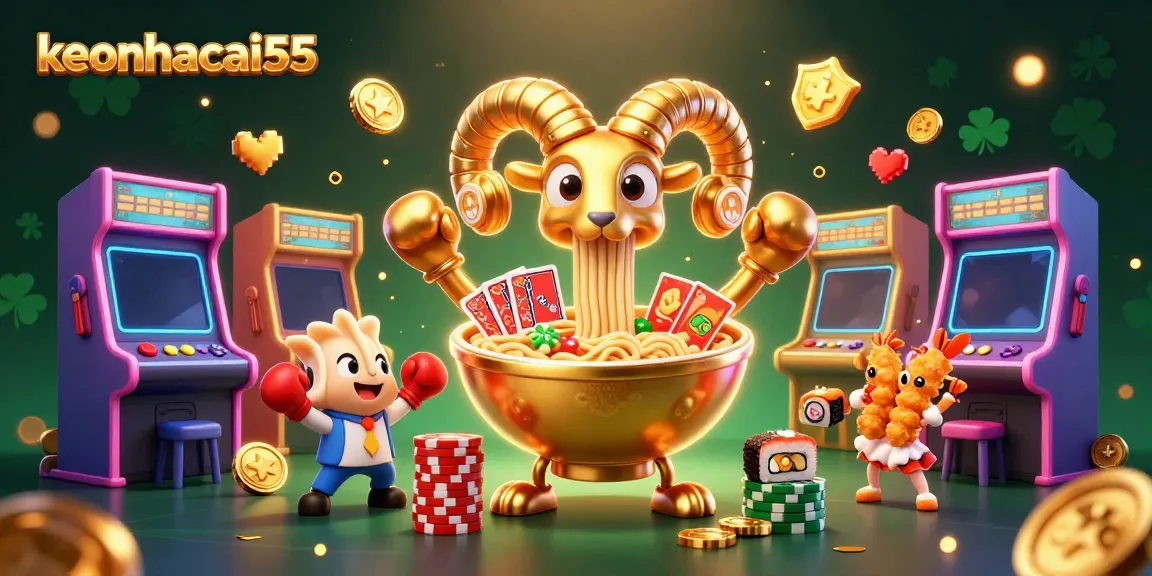 Engage with keonhacai55 in this vibrant 3D casino illustration featuring interactive gambling characters.