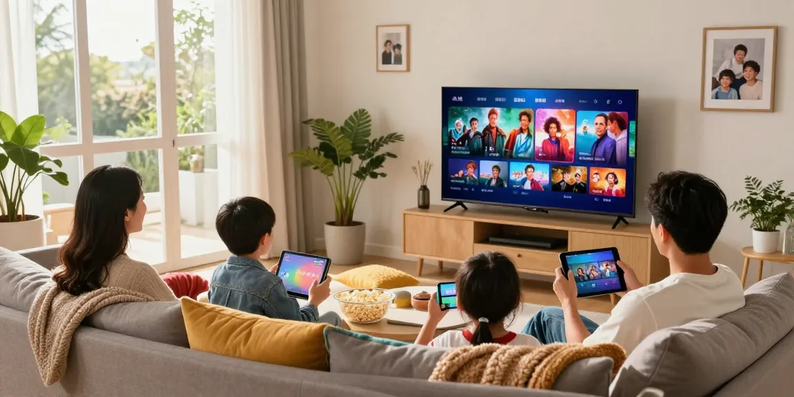 Família assistindo TV por streaming com o melhor do bestbraziliptv e ambiente acolhedor