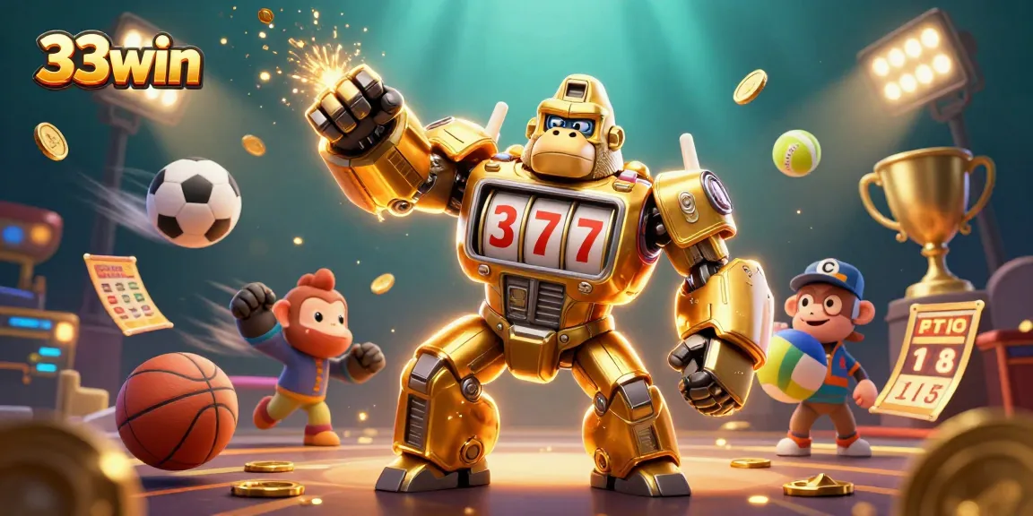 Experience thrilling gaming adventures at 33win with this vibrant promotional illustration.