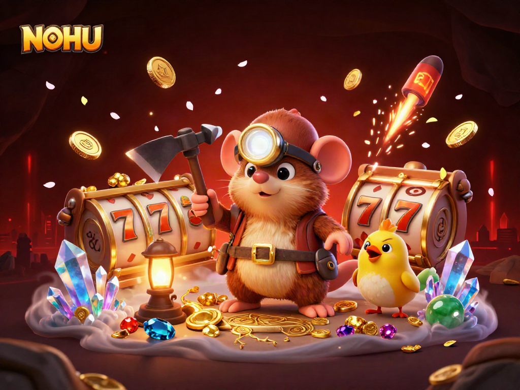 Watch the NOHU treasure hunter mole delve for wealth in a vibrant gaming world with striking visuals.