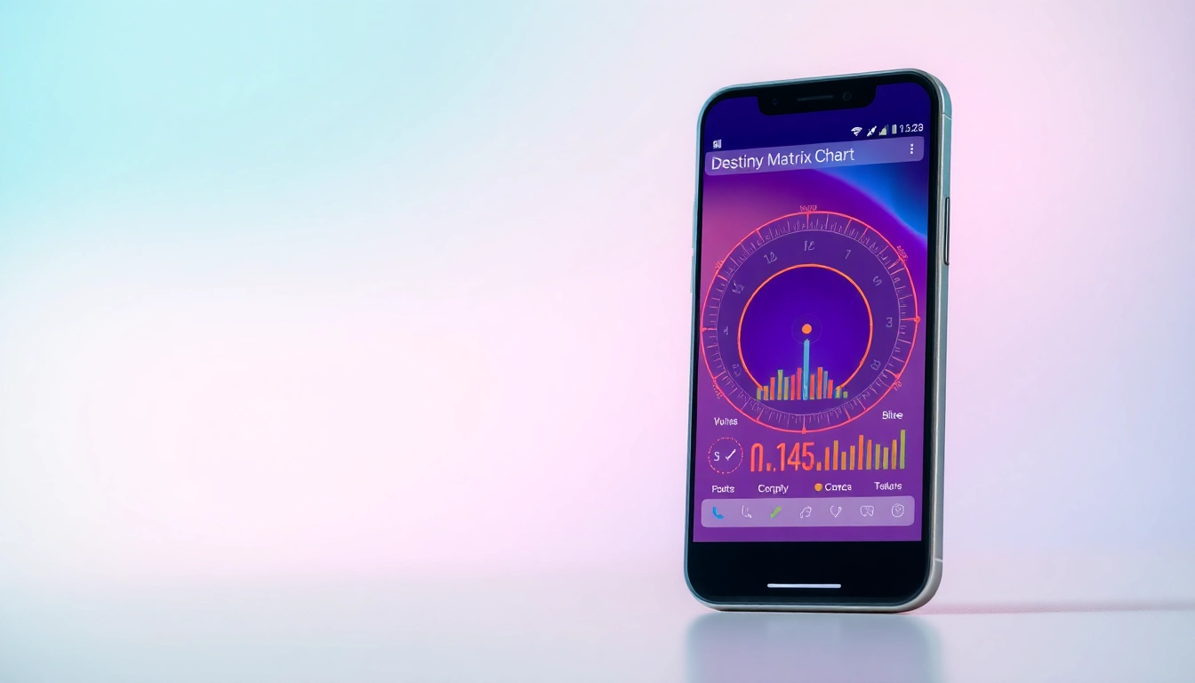 Visual of the Destiny Matrix Chart App showcasing personal insights through colorful charts and graphs.
