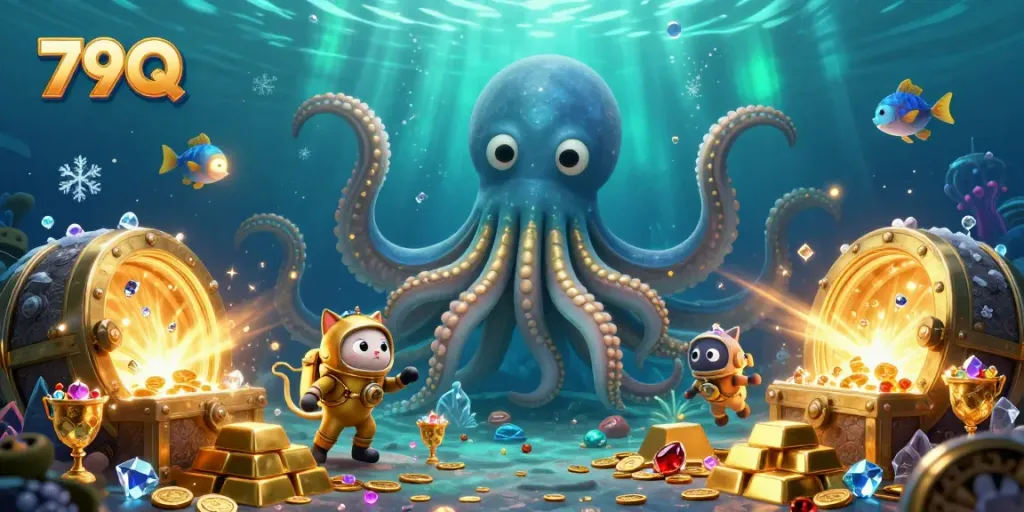 Experience the thrill at 79Q with dazzling underwater treasures and action-packed casino elements.