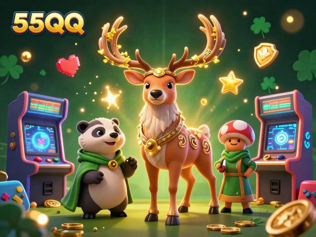 Experience winning at 55QQ with vibrant casino-themed graphics showcasing gaming excitement.