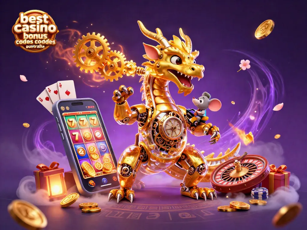Experience the best casino bonus codes Australia with exciting online slots and games in a vibrant illustration.