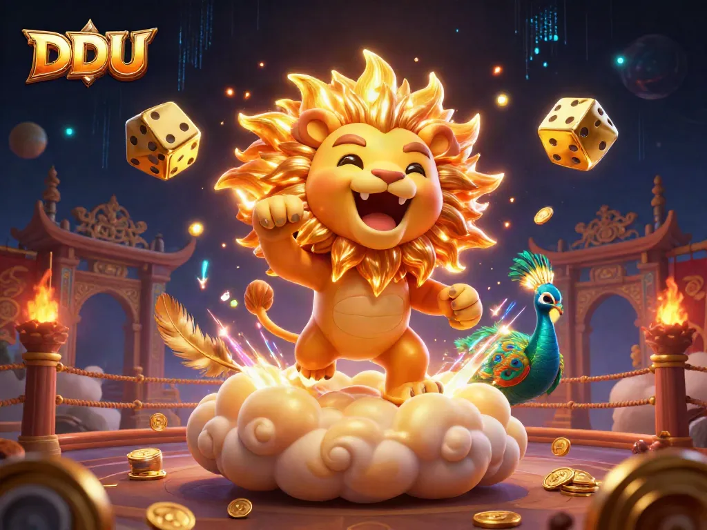 Experience the thrill of DDUU as the sun lion and golden dice bring casino action alive!