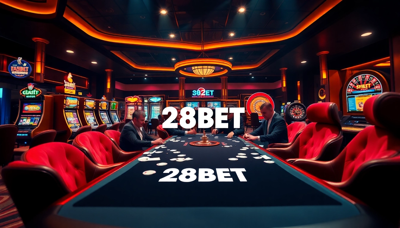 Experience the thrill of a high-stakes game at 28BET casino with vibrant action and luxury.