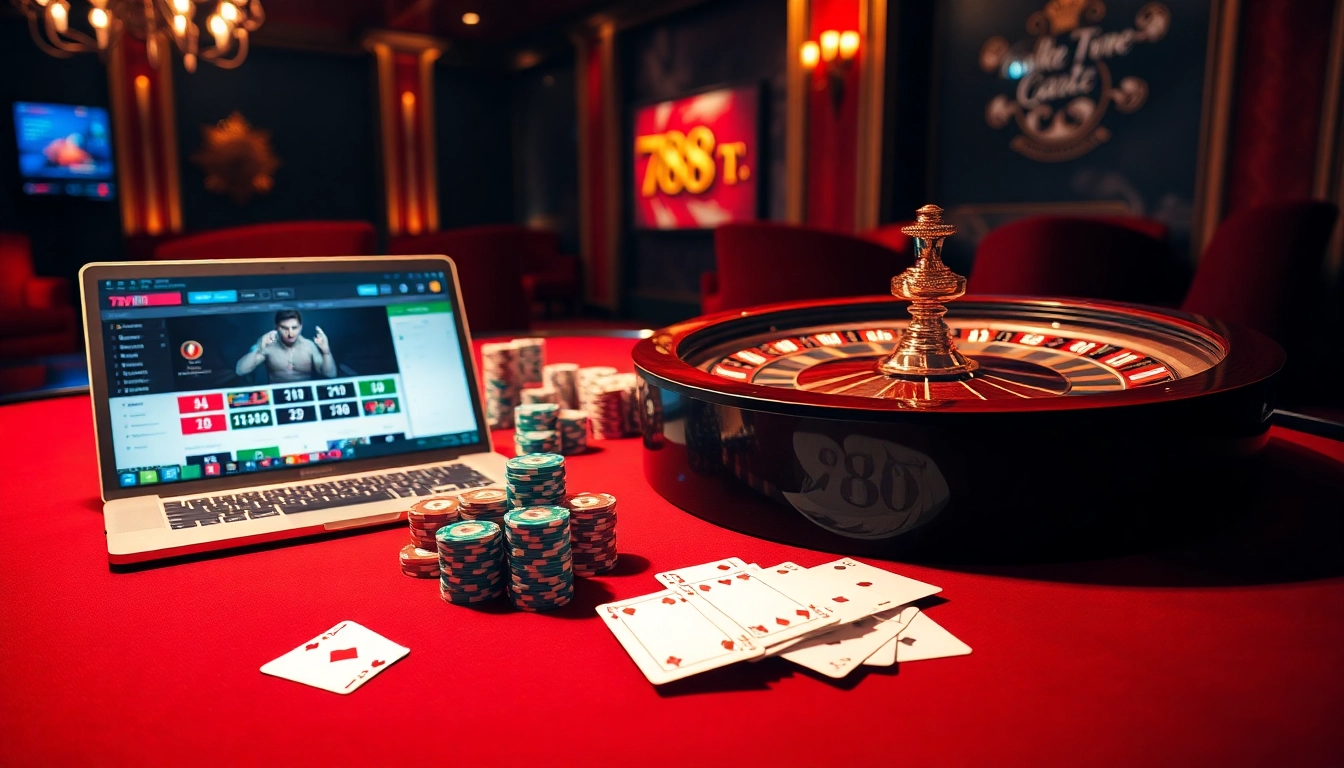Experience the thrill of 788T with vibrant casino tables and exciting gambling graphics.