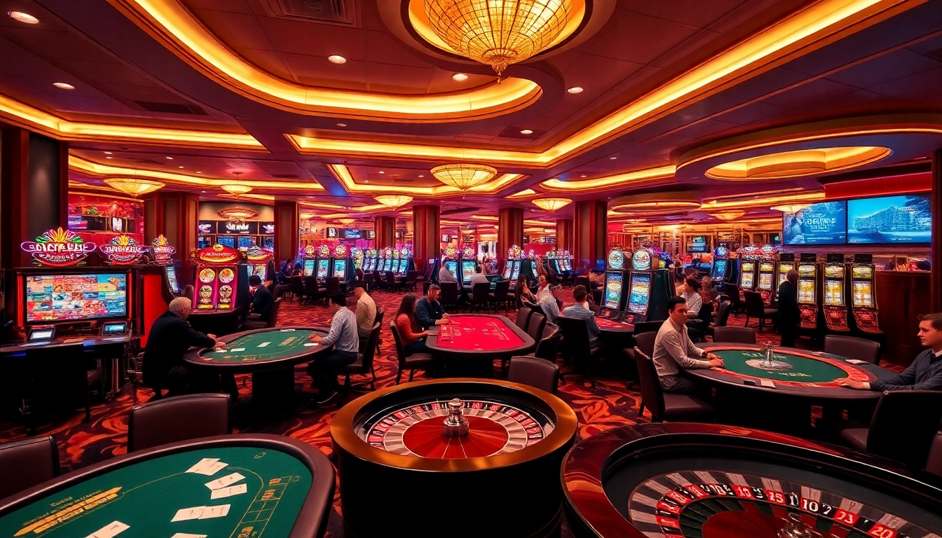 Playing at 688v casino tables filled with excitement, poker chips, and slot machines.