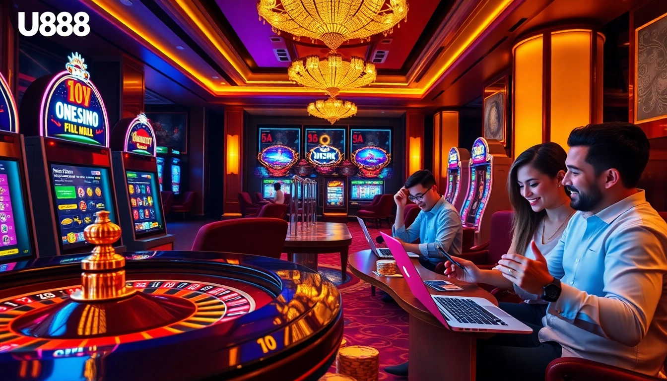 Players winning big at U888 online casino with vibrant games and luxurious atmosphere