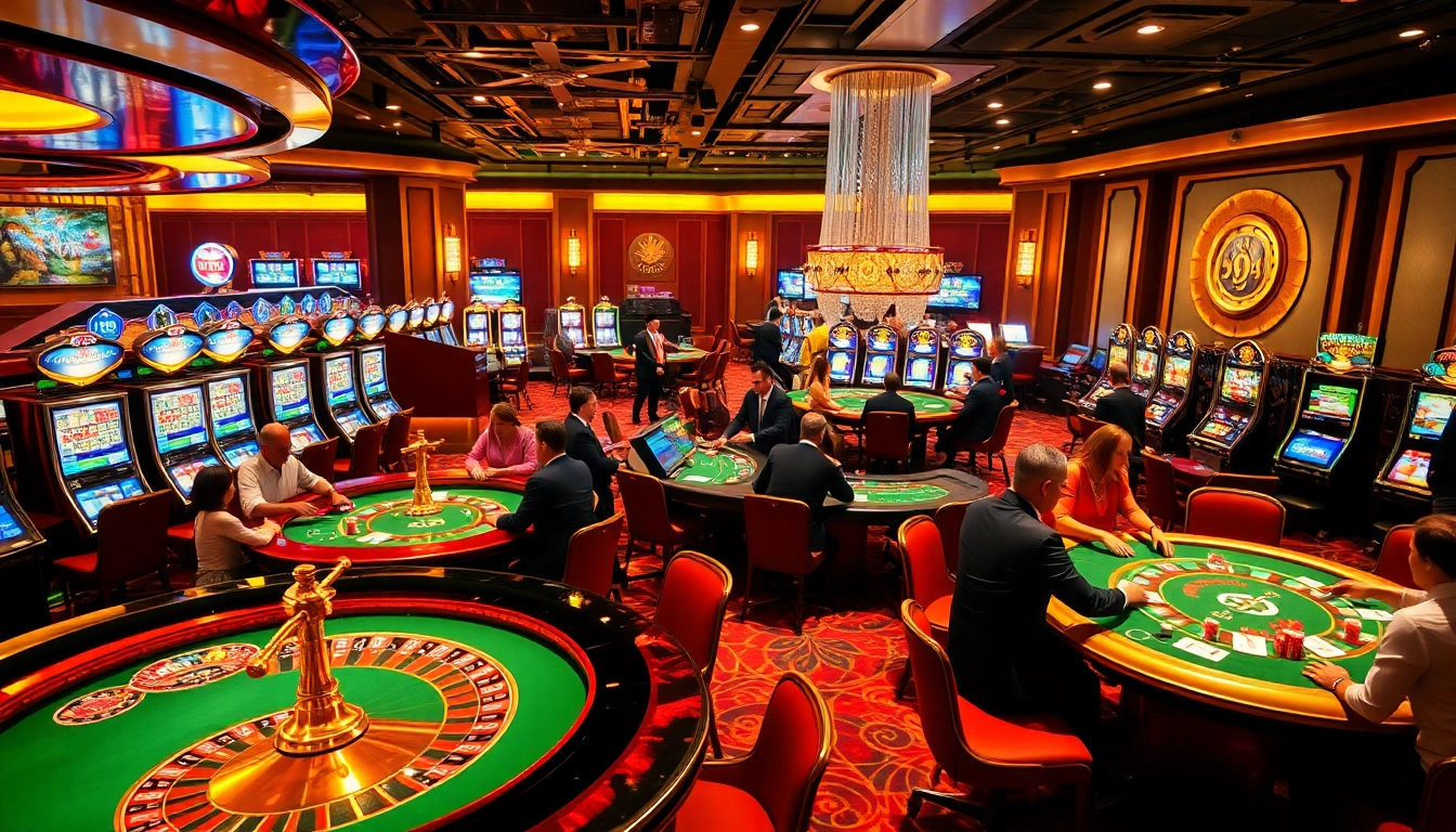 Participe de jogos emocionantes no vibrante cassino da 59A, com mesas de roleta e pôquer repletas de ação.