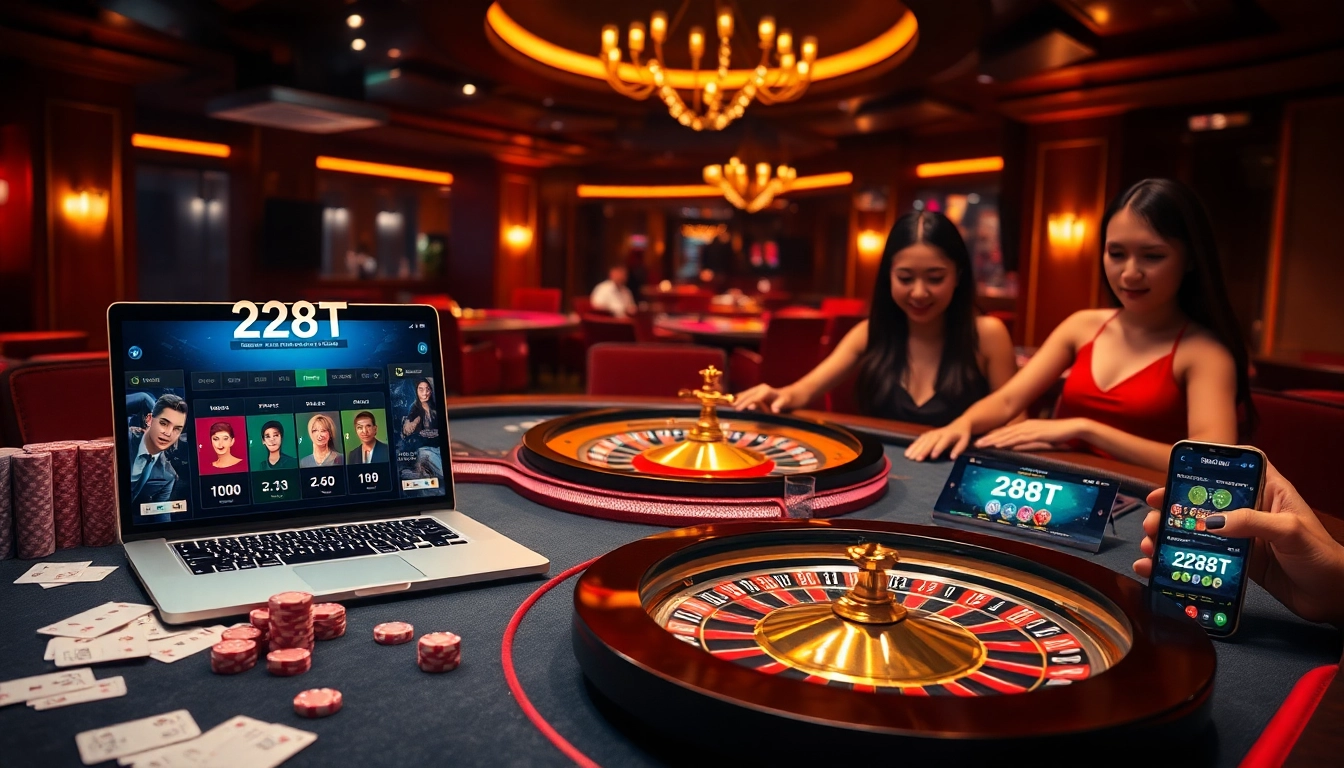 Engaging players enjoy exciting 288T casino games in a luxurious gaming environment.